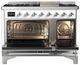 Ilve® Majestic III 48" Custom Pro Style Dual Fuel Liquid Propane Range with Griddle and Chrome Trim-1