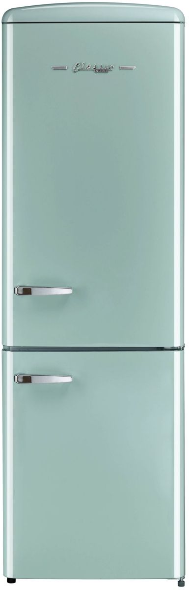 Unique® Appliances Classic Retro 12 Cu. Ft. Ocean Mist Turquoise Counter Depth Bottom Freezer Refrigerator-0