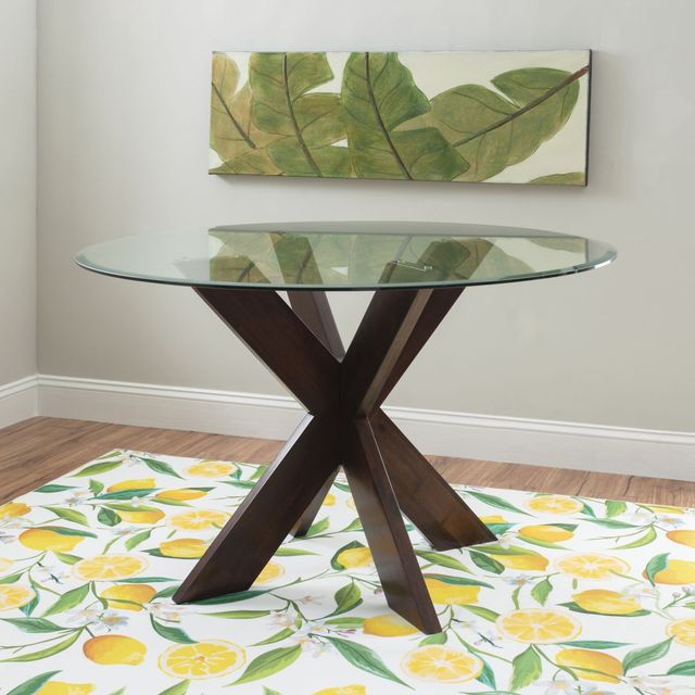 Powell® Adler Glass Top X-Base Dining Table with Espresso Base-4
