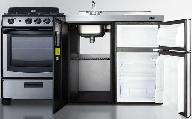 Summit® 63" Black and Stainless Steel All-In-One Kitchenette-1
