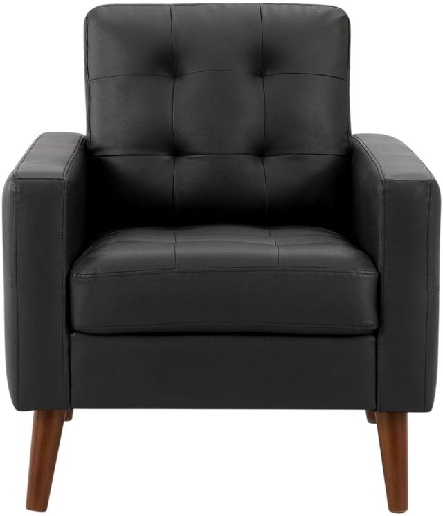 Monarch Specialties Inc. Black 31" Faux Leather Accent Chair with Walnut Wood Legs-2