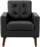Monarch Specialties Inc. Black 31" Faux Leather Accent Chair with Walnut Wood Legs-2