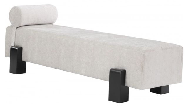 Meridian Furniture Edison Gray/Black Chenille Fabric Bench-0