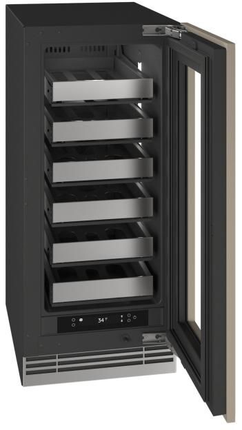 U-Line®  Home Collection 15" 2.8 Cu. Ft. Panel Ready Wine Refrigerator with Glass Door-4