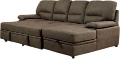 Furniture of America® Alcester 2-Piece Brown Right-Arm Facing Pullout Sleeper Sectional and Chaise