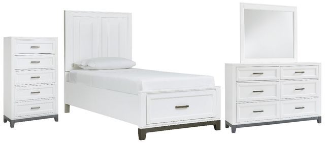 Benchcraft® Brynburg 4-Piece White Twin Youth Storage Panel Bed Set-0