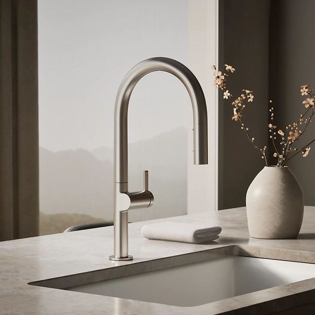KOHLER® Components® Vibrant Stainless Touchless Kitchen Sink Faucet with 2-Function Sprayhead-1