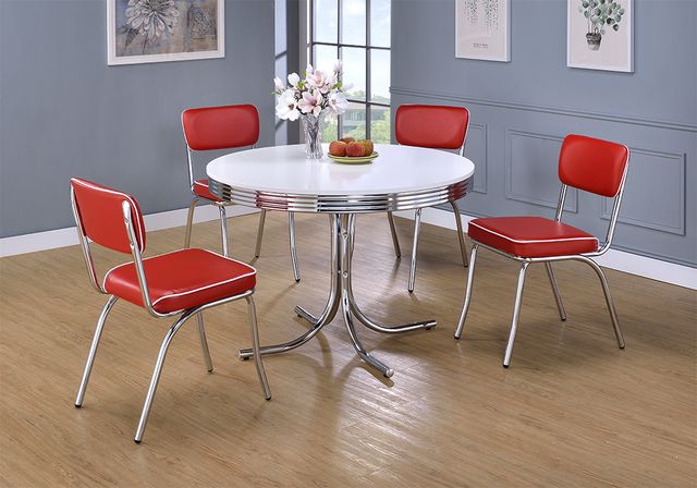Coaster® Retro Silver Chrome 5-Piece Dining Table Set-1