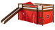 Donco Kids Light Espresso Twin Loft Bed With Red Tent Kit-0