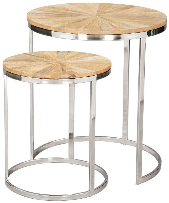 Zuo® Modern Bari 2-Piece Chrome/Natural Coffee Table Set-0