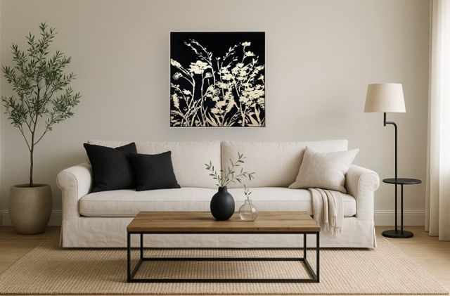 Classy Living Dramatic Botanical Noir Glow Wall Art-1