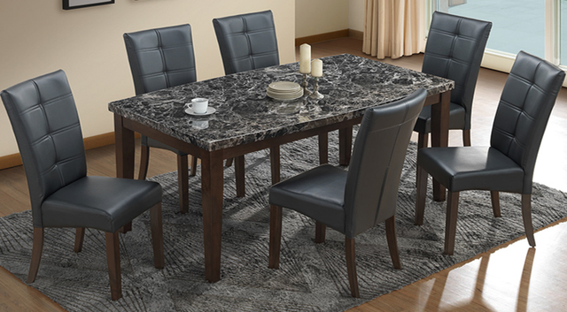 Allwood Furniture Group #121 Faux Grey Marble Dining Table Set-0