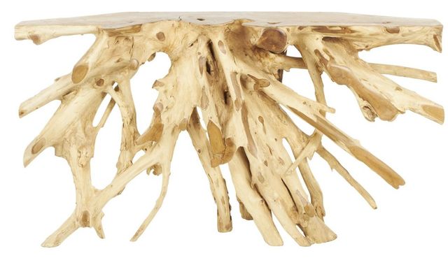 Deco Marche Brown Tree Tunk Teak 60'' Console Table-1
