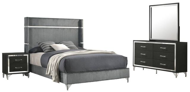 Coaster® Lucia 4-Piece Black/Gray Eastern King Bedroom Set-0