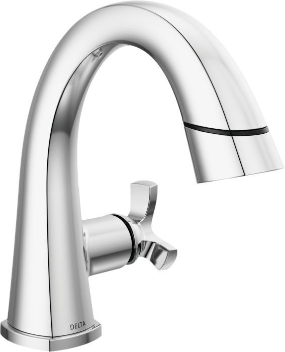 Delta Stryke® Lumicoat® Chrome Single Handle Pull Down Bathroom Faucet-0