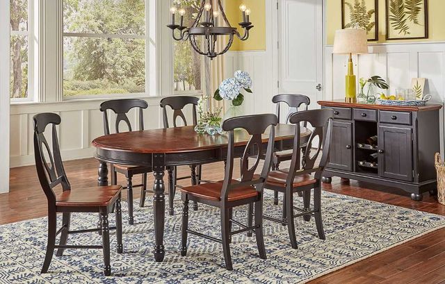 A-America® British Isles Antique Oak Extending Dining Table with Black Base-2