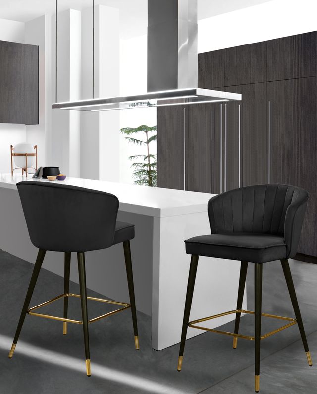 Meridian Furniture Cassie Black Velvet Counter Stool-3