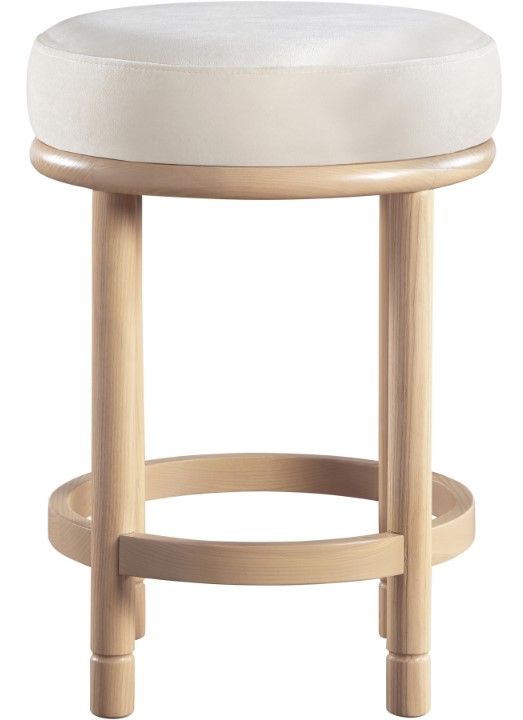Meridian Furniture Monette Cream/Natural Upholstered Counter Stool-1