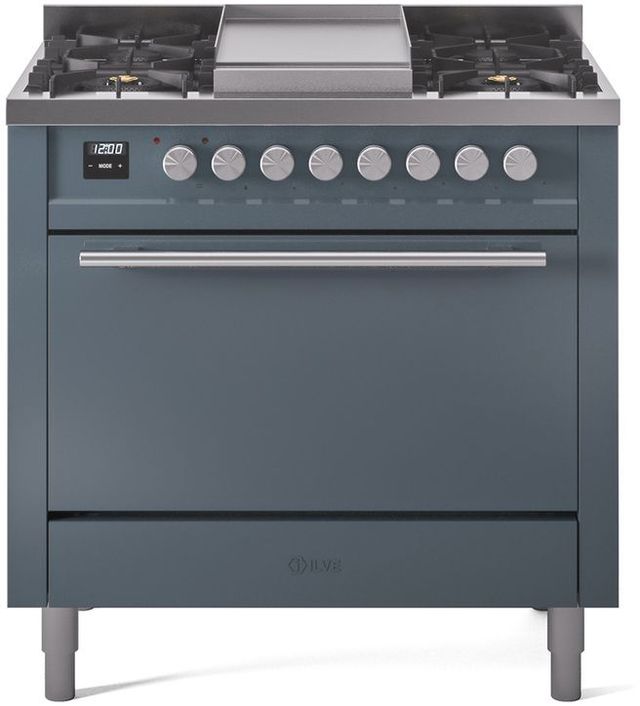 Ilve® Professional Plus II 36" Blue Grey Pro Style Dual Fuel Range-0