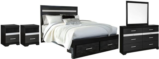 Signature Design by Ashley® Starberry 5-Piece Black Queen Storage Panel Bed Set-0