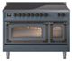 Ilve® Nostalgie II Noblesse 48'' Blue Gray Pro Style Induction Range with Burnished Trim-0