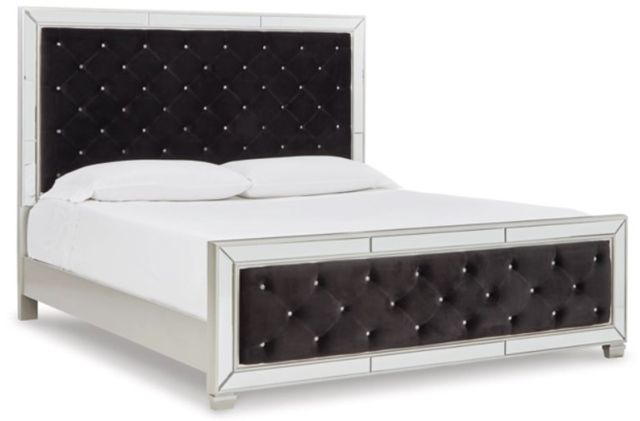 Signature Design by Ashley® Lindenfield 4-Piece Black/Silver King Upholstered Panel Bed Set-1