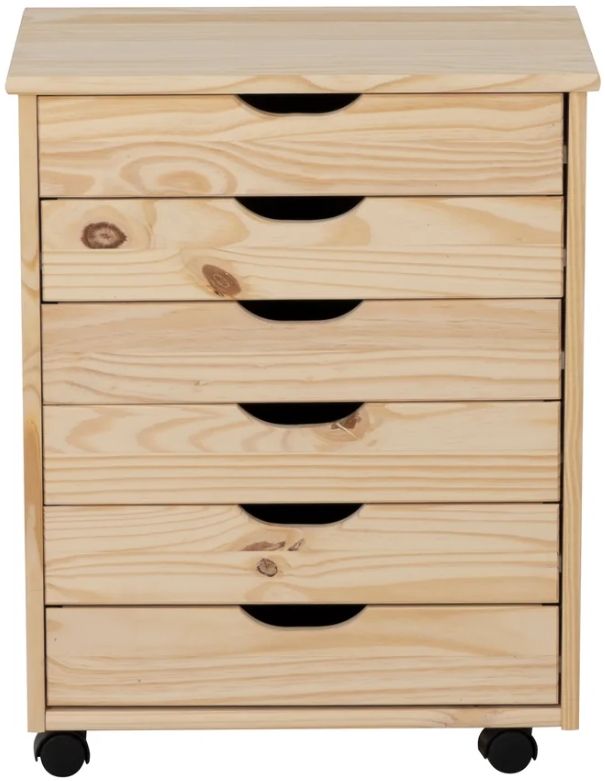 Linon Rudy Unfinished Wide Rolling Storage Cart-3