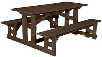 C R Plastics Chocolate Rectangular Picnic Table-0