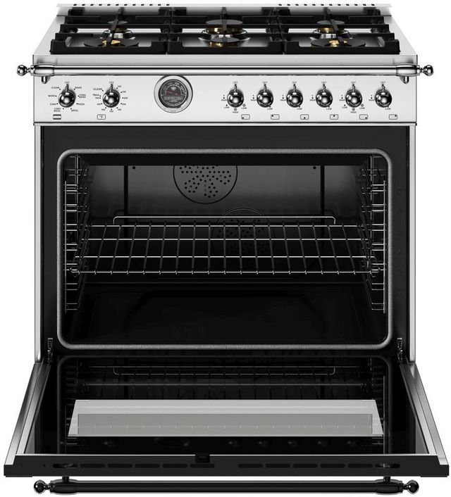 Bertazzoni Heritage Series 36" Fingerprint Resistant Stainless Steel Pro Style Dual Fuel Range-1