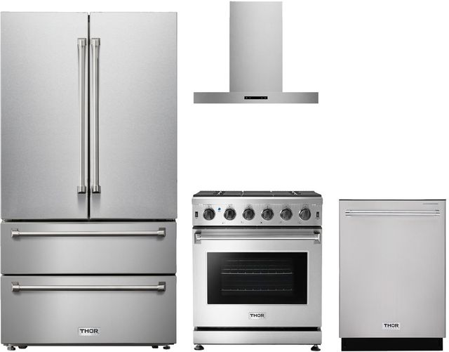 Thor Kitchen® 4 Piece Stainless Steel Gas Kitchen Package-0
