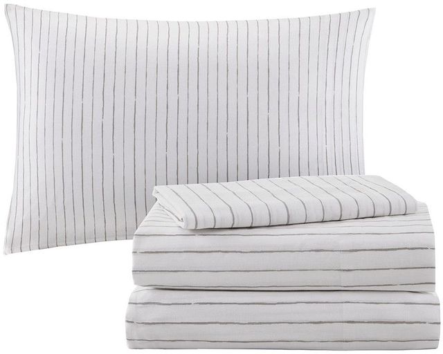 Olliix by Madison Park Essentials White/Charcoal Twin Lilia Reversible Complete Bedding Set with Cotton Sheet-2