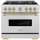 ZLINE Classic Series Autograph Edition 36" Satin Stainless Steel Pro Style Gas Range with Champagne Bronze Accents-0