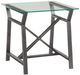 Bassett Mirror Ross Glass Top End Table with Hand-Brushed Pewter Base-0