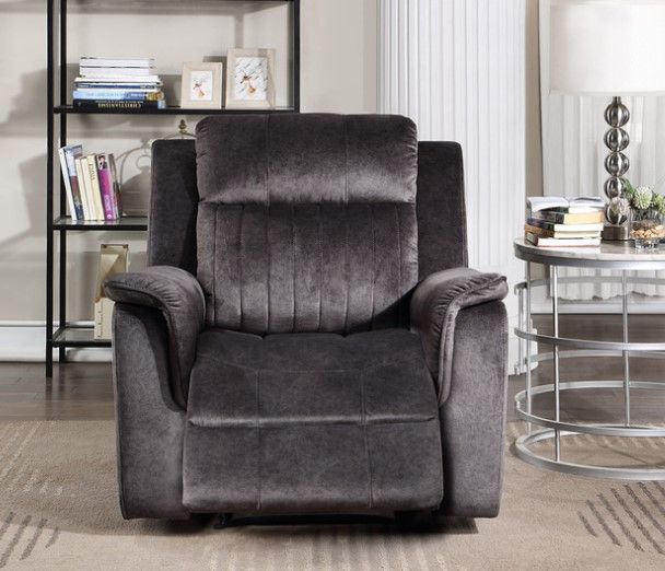 Milton Greens Stars Dark Gray Faux Saude Power Recliner-3