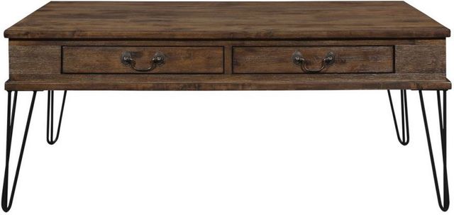 Mazin Furniture Shaffner Rustic Oak Coffee Table with Black Hairpin Legs -0