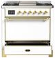 Ilve® Majestic III 36" White Pro Style Dual Fuel Natural Gas Range with Solid Door and Brass Trim-3