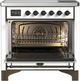 Ilve® Majestic III 36" White Pro Style Induction Range with Triple Glass Door and Burnished Trim-1