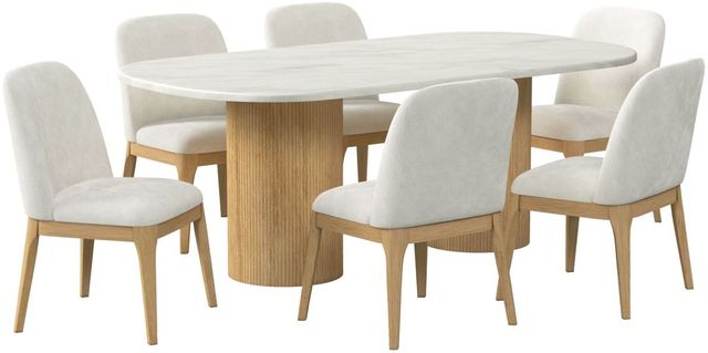 Elements International Sylvie 7-Piece Natural/White Oval Dining Set-0