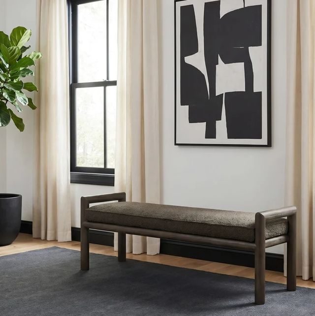 Modus Furniture Dorsey Basalt Gray/Pumpernickel Upholstered Bench-1
