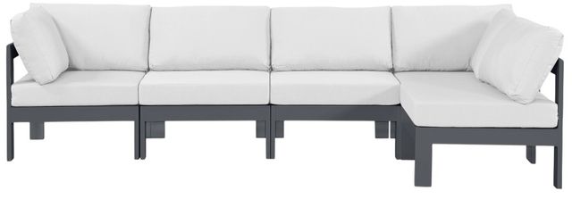 Meridian Furniture Nizuc 5-Piece Dark Gray/White Aluminum/Fabric 120" Outdoor Patio Modular Sectional-1