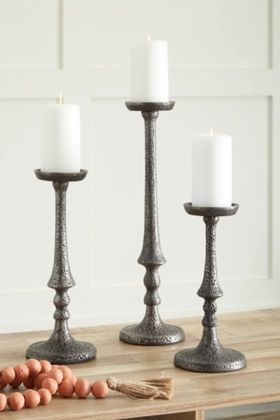 Signature Design by Ashley® Eravell 3-Piece Pewter Candle Holder Set-2