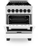 ZLINE Autograph Edition 24" Satin Stainless Steel Pro Style Dual Fuel Range with White Matte Door-4