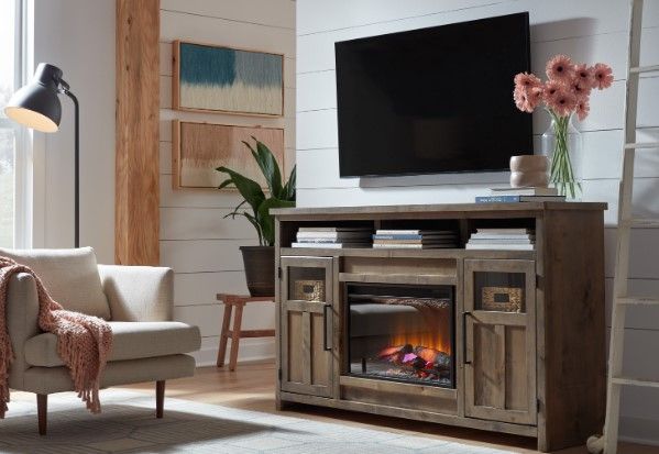 aspenhome® Finnegan Sandy Brown 66" Fireplace Console-2
