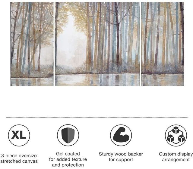 Olliix by Madison Park Multi-Colored Set of 3 Forest Reflections Gel Coated Canvas-2