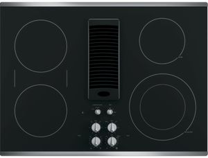 Front view of the GE Profile™ 30" Stainless Steel Electric Cooktop