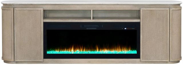 Bernards Pagosa 2-Piece Beige Marble-Top Fireplace Console with 50" Crystals Set-4