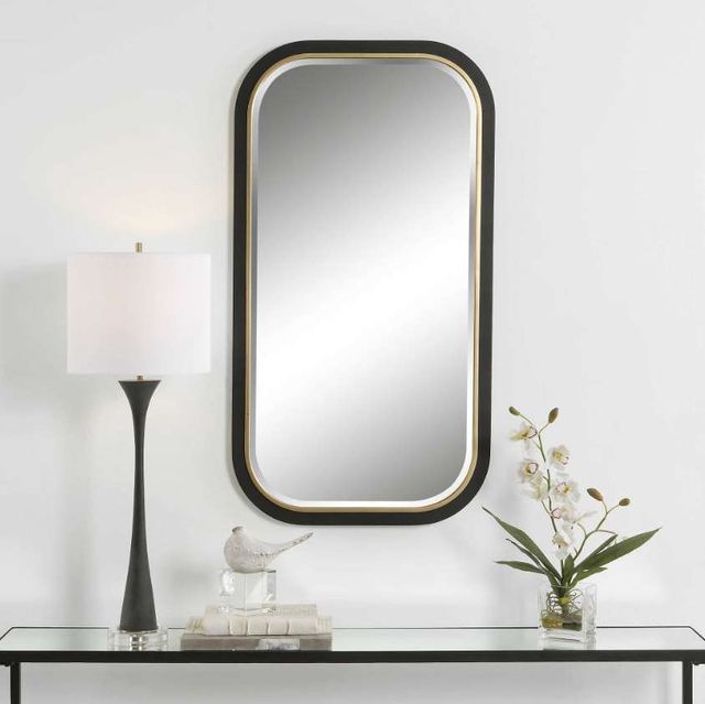 Uttermost® Nevaeh Black/Gold Curved Mirror-1