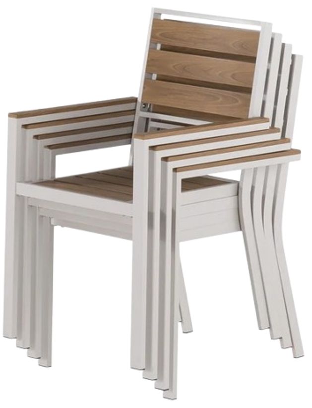 Transformer Table Transformer Light Gray/Light Oak Aluminum/Polystyrene Stackable Outdoor Dining Chair -2