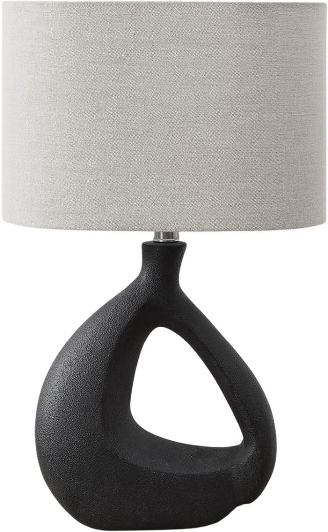 Monarch Specialties Inc. Black Resin Table Lamp with Grey Shade-0