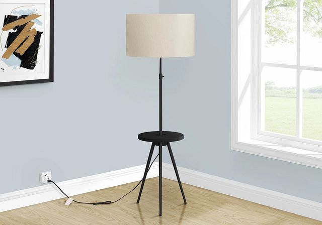 Monarch Specialties Inc. Black Floor Lamp with Round Shelf-2